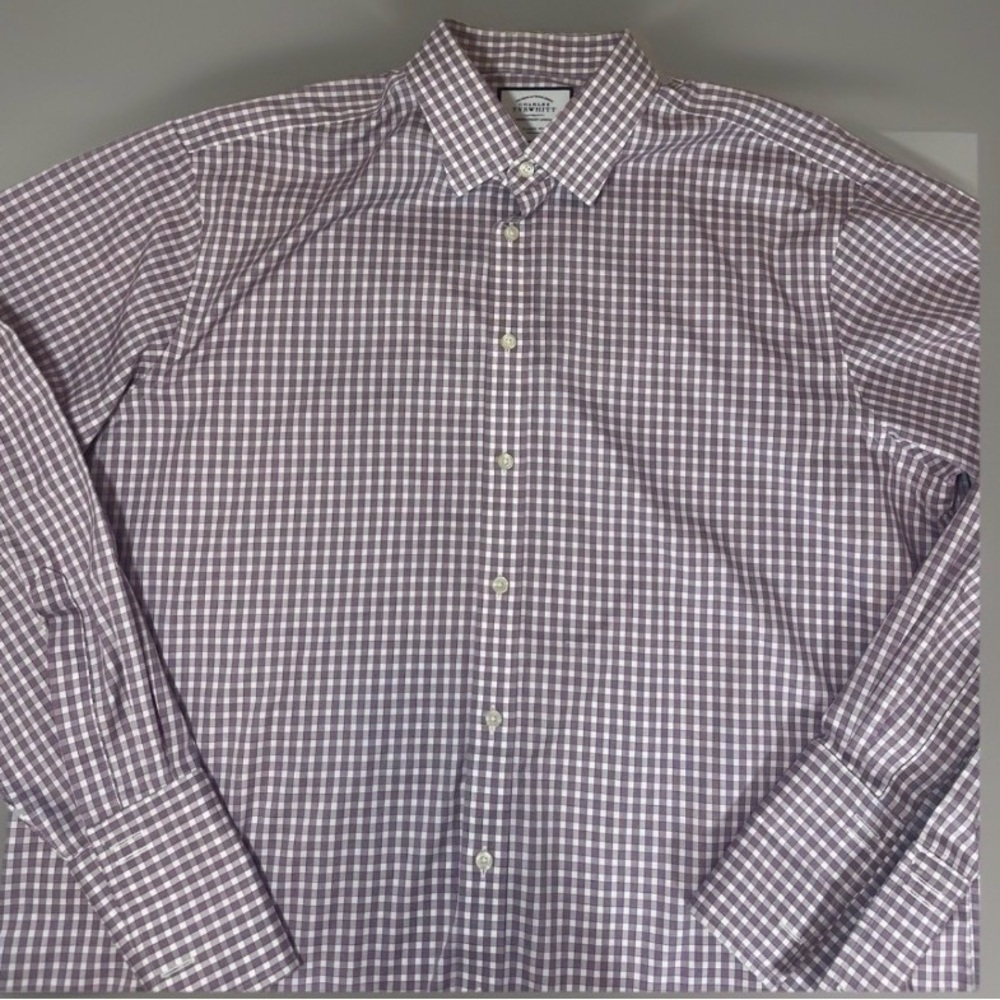 Charles Tyrwhitt Classic Fit Dark Pink Plaid French Cuff Shirt Men’s 18/38
